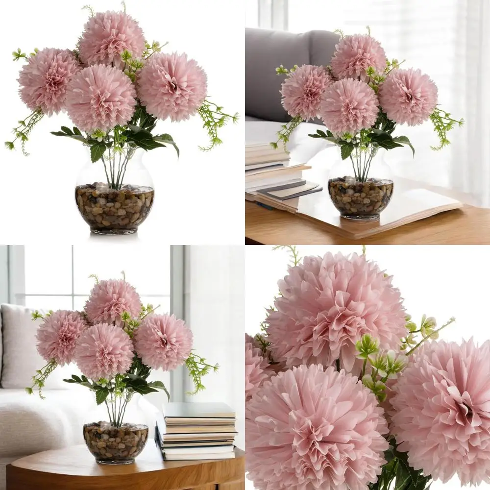 

Композиция из искусственных цветов шелкового календулы с 7 головками в вазе с круглой чашей