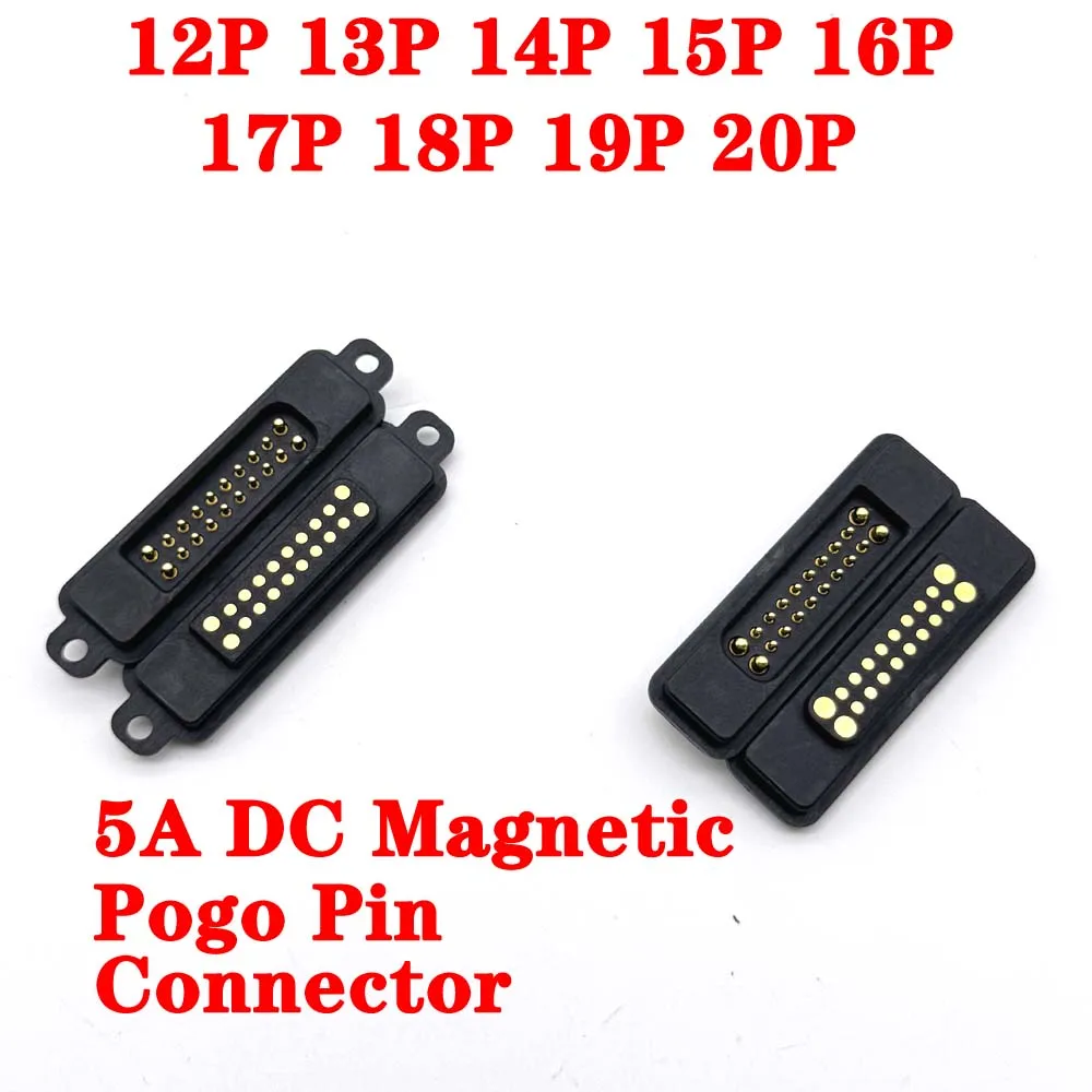 12Pin/20Pin 5A  Magnet Suction Spring Pogo Pin Connector Male Female Probe DC Power Charging Magnetic High Current Connector