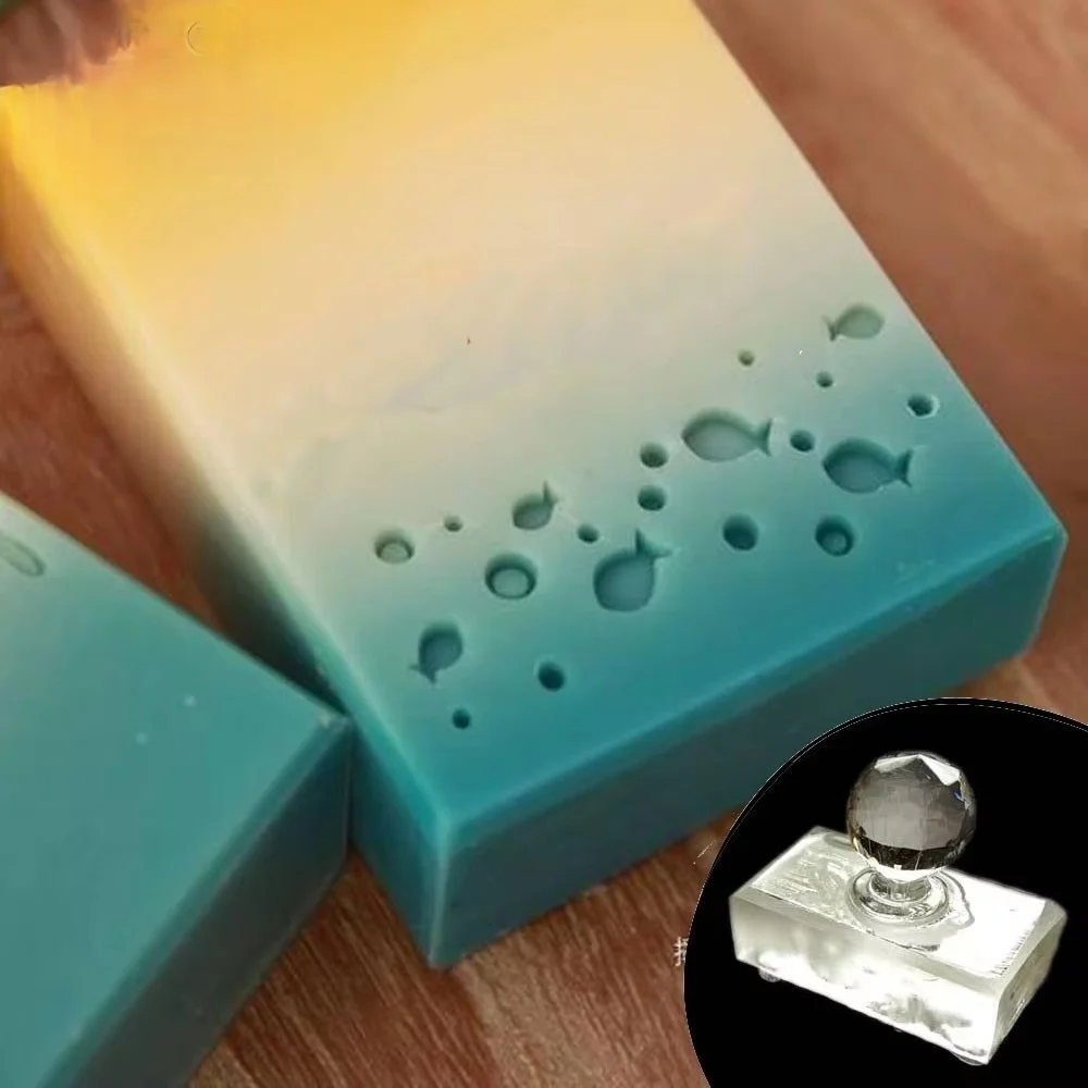 Cute fish group handmade soap stamp making sea pattern natural transparent Diy natural organic glass soap making seal chapter