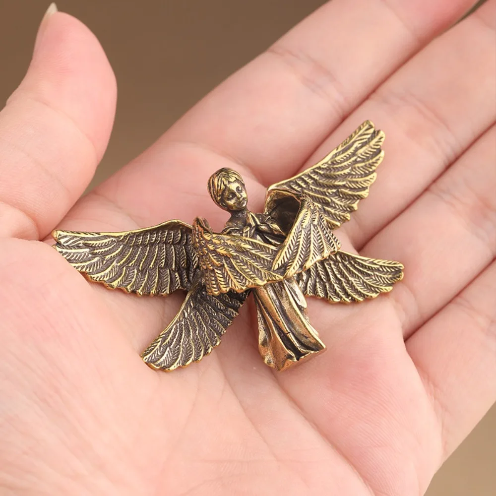 Vintage Brass Angel Statue Mini Cupid Figurine Home Decor Antique Metal Sculpture Desktop Ornament Home Table Decor Craft Gifts