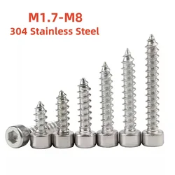스테인리스 스틸 육각 소켓 알렌 컵 헤드 셀프 태핑 나무 나사 볼트, M1.7 M2 M2.3 M2.5 M3 M3.5 M4 M5 M6 M8 304