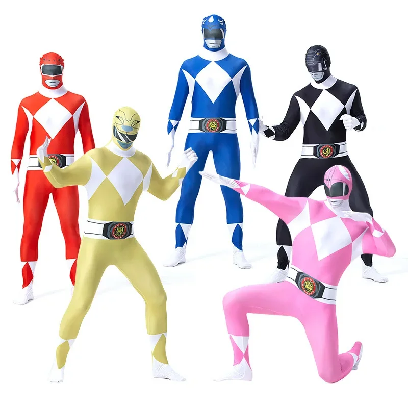 Halloween blue bits Ranger Sentai Kyoryu Sentai Zyuranger Rangers dinosaurs team cosplay costume adult kids Mans Zentai jumpsuit