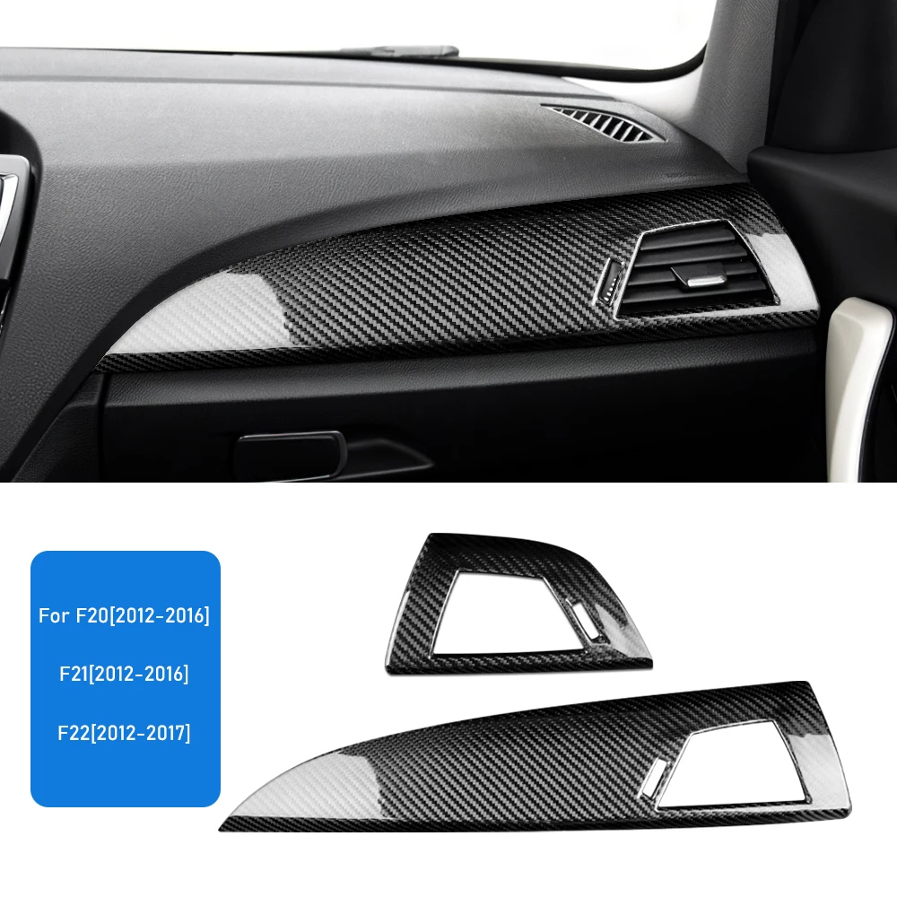 Hard Dry Carbon Fiber For BMW F20 F21 F22 1 2 Series 2012 2013 2014 2015 2016 Car Dashboard Panel Air Outlet Sticker LHD RHD