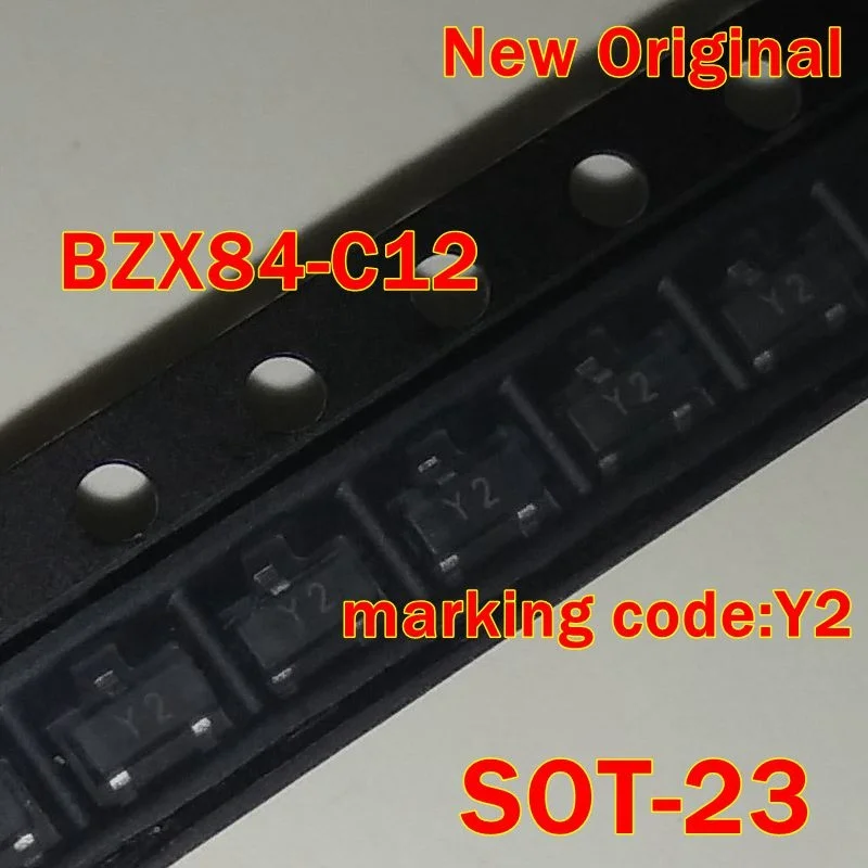 10Pcs to 500Pcs Bzx84-C12 Bzx84C12 Sot-23 New Original Marking Code:Y2 Surface Mount Silicon Zener Diodes 12V