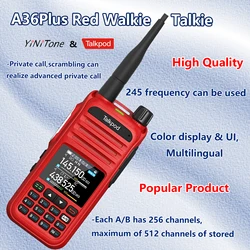 Waterproof UHF/VHF/AM/FM Multi-Band A36plus Portable Two Way Radio Multi-Function with Color Display Type-C Transceivers red