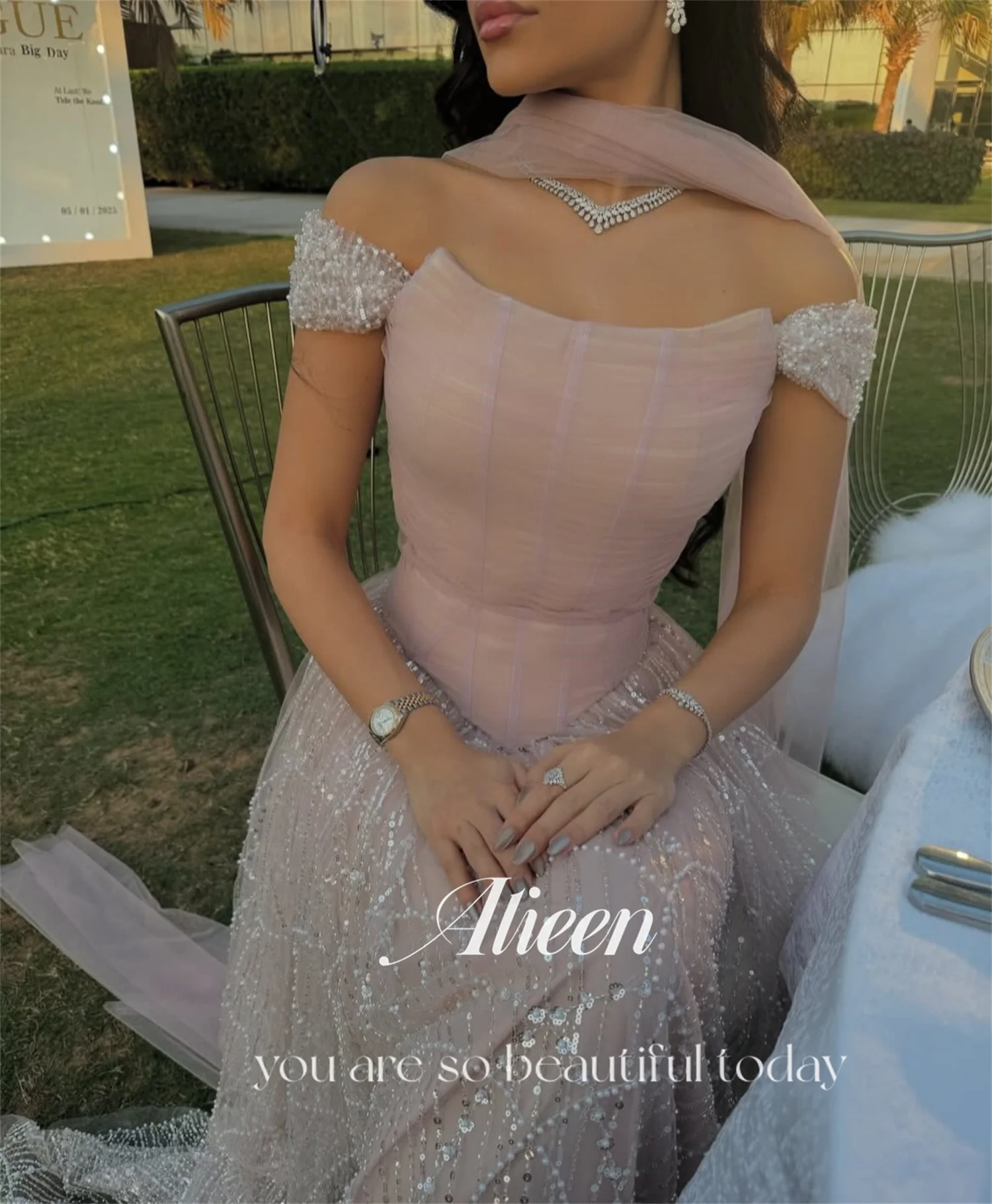 Aileen Beads New in Dresses for Special Occasions فساتين سهرة Women's Prom Dress 2025 Customized Pink Vestidos De Festa Evening image 2