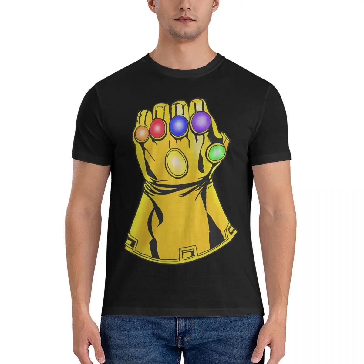 Men's T-Shirt Infinity Gauntlet Funny Pure Cotton Tees Short Sleeve Marvel Iron Man T Shirts Round Collar Clothing Gift Idea