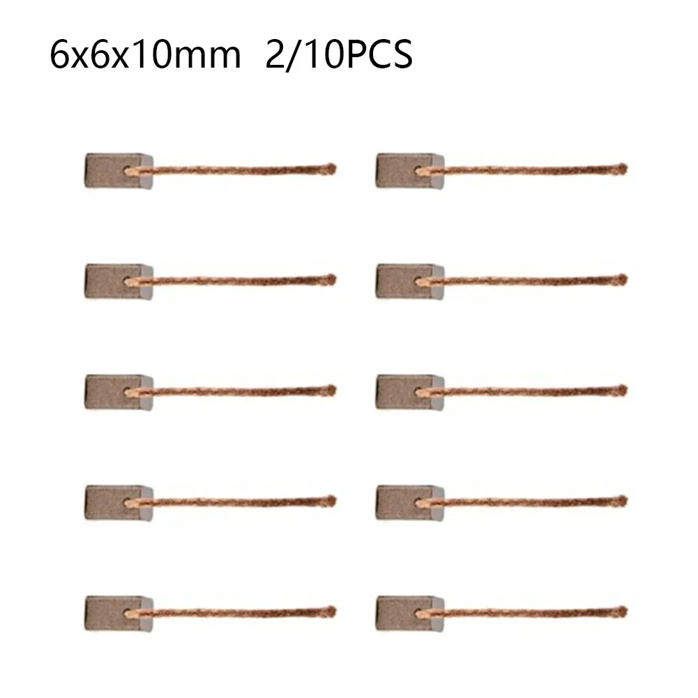 2/10pc Carbon Brush 6x6x10mm For Blower Motor, Fan Motor, Windshield Wiper Motor Rugged Easy To Use High Quality