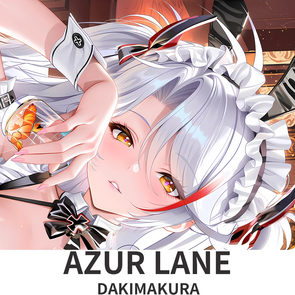Funda de almohada de felpa suave Dakimakura Azur Lane Prinz Eugen, funda de almohada decorativa para el hogar