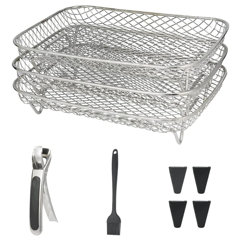 Rectangle Air Fryer Rack Set. Air Fryer Accessories For Air Fryer DZ201, DZ401, Including 4 Feet For Extendable Space