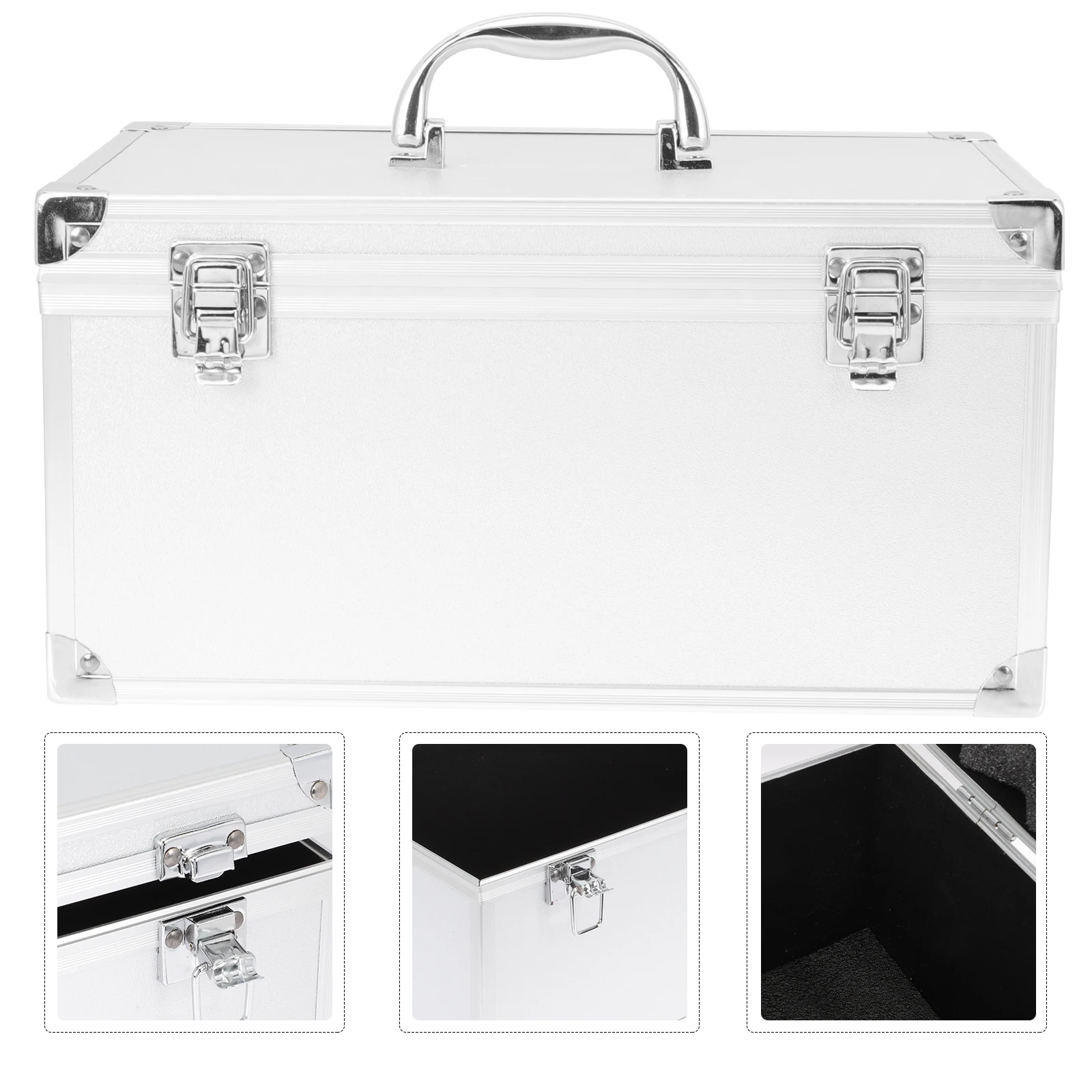 

Aluminum Toolbox 18 White Box 29x16x15cm Large Capacity Storage Case Medicine Box Tools Container Portable Case Travel Lock