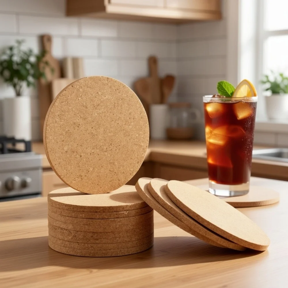Non-Slip Cork Coaster Natural Round Wooden Cup Mat Heat Insulation Pads Tea Coffee Mug Drinks Holder Table Decoration