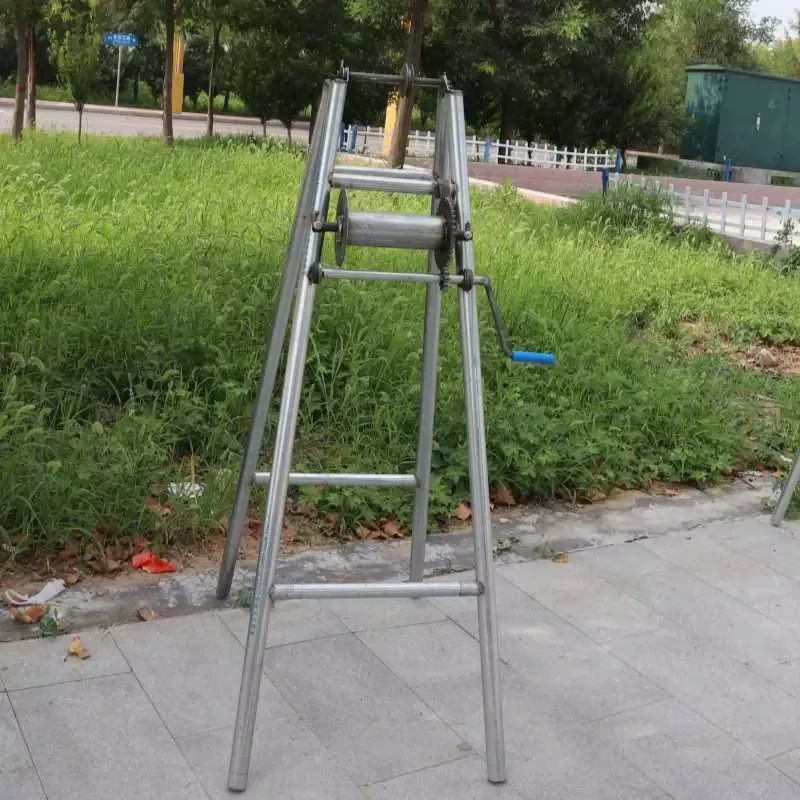 185cm Hand Pump Tripod Stand with Enlarged Gear Winch Wire Rope for Deep Well Drilling Heavy Duty Lifting Equipment Portable