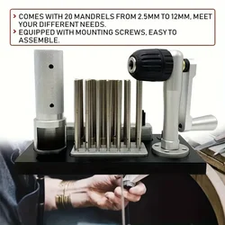 Professional Stainless Steel Wire Drawing Machine Manual Jump Ring Maker Machine with 20 Mandrel Accessories for Jewelry Makers