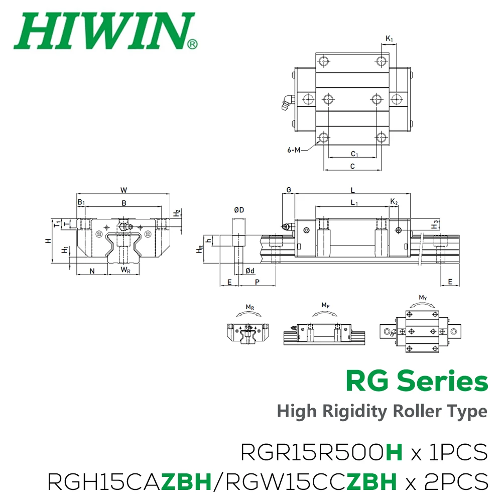 Imagem -05 - Rolo de Alta Rigidez com Sliders Genuine Guideway Linear Rolo de Carga Pesada h Classe Linear Rail Rgh15ca Rgw15cc Rgh15cc