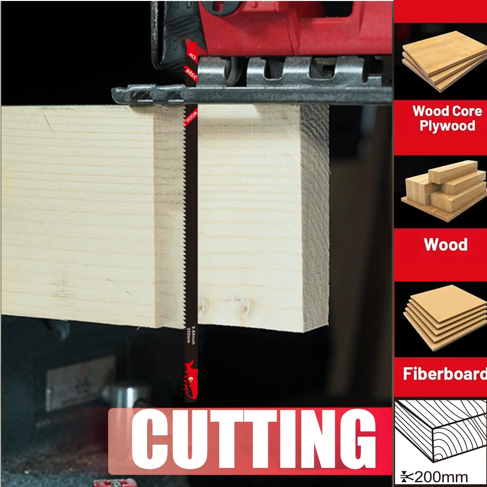 شفرات منشار طويلة للخشب، 5/10/20-Pack T225B 10 بوصة 6Tpi Sabre شفرات منشار، شفرات النجارة الاحترافية للقطع السريع #4