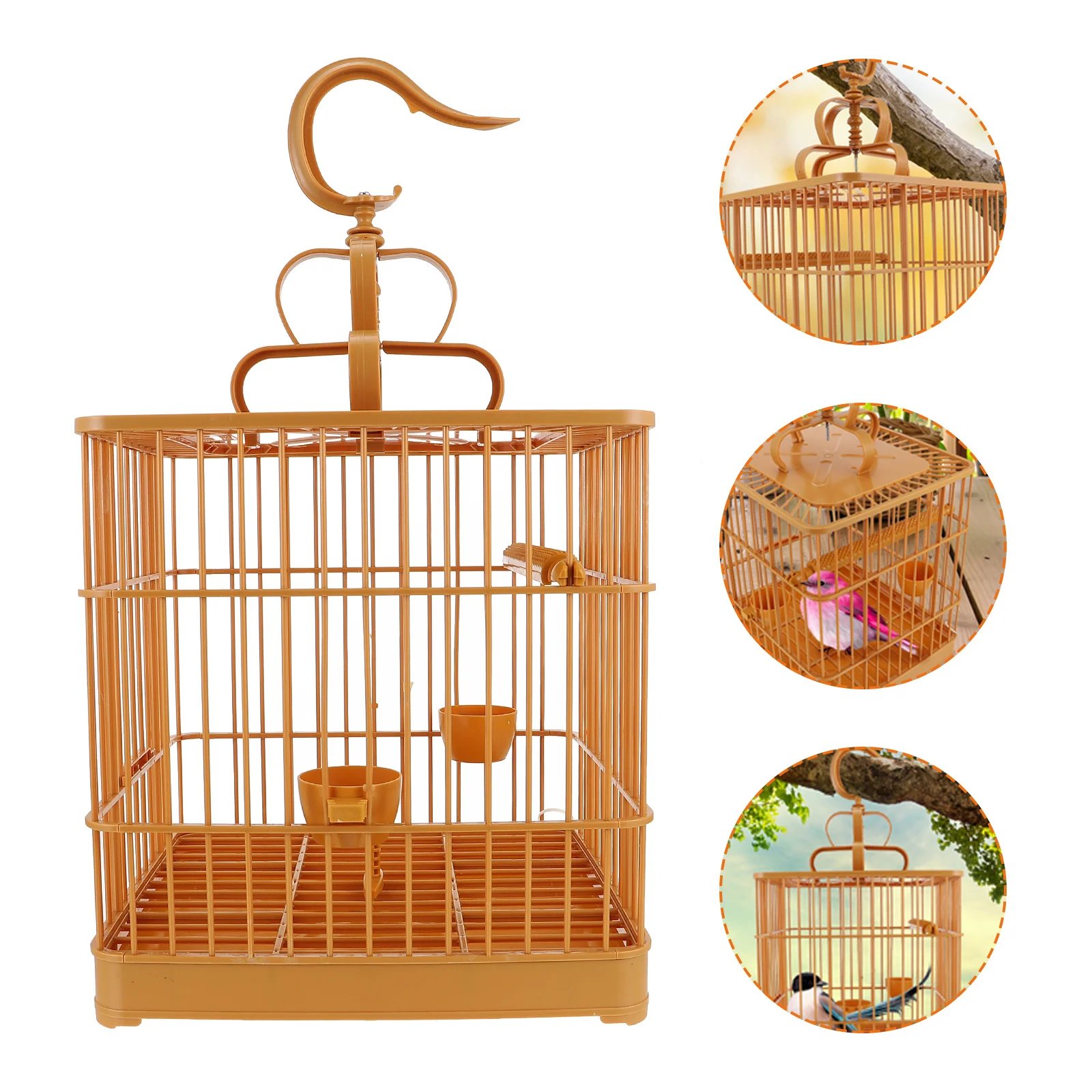 

1Set High Quality Plastic Bird Cage Parrot Cockatiel Square Shape Fine Craftsmanship Activity Space Bottom Tray