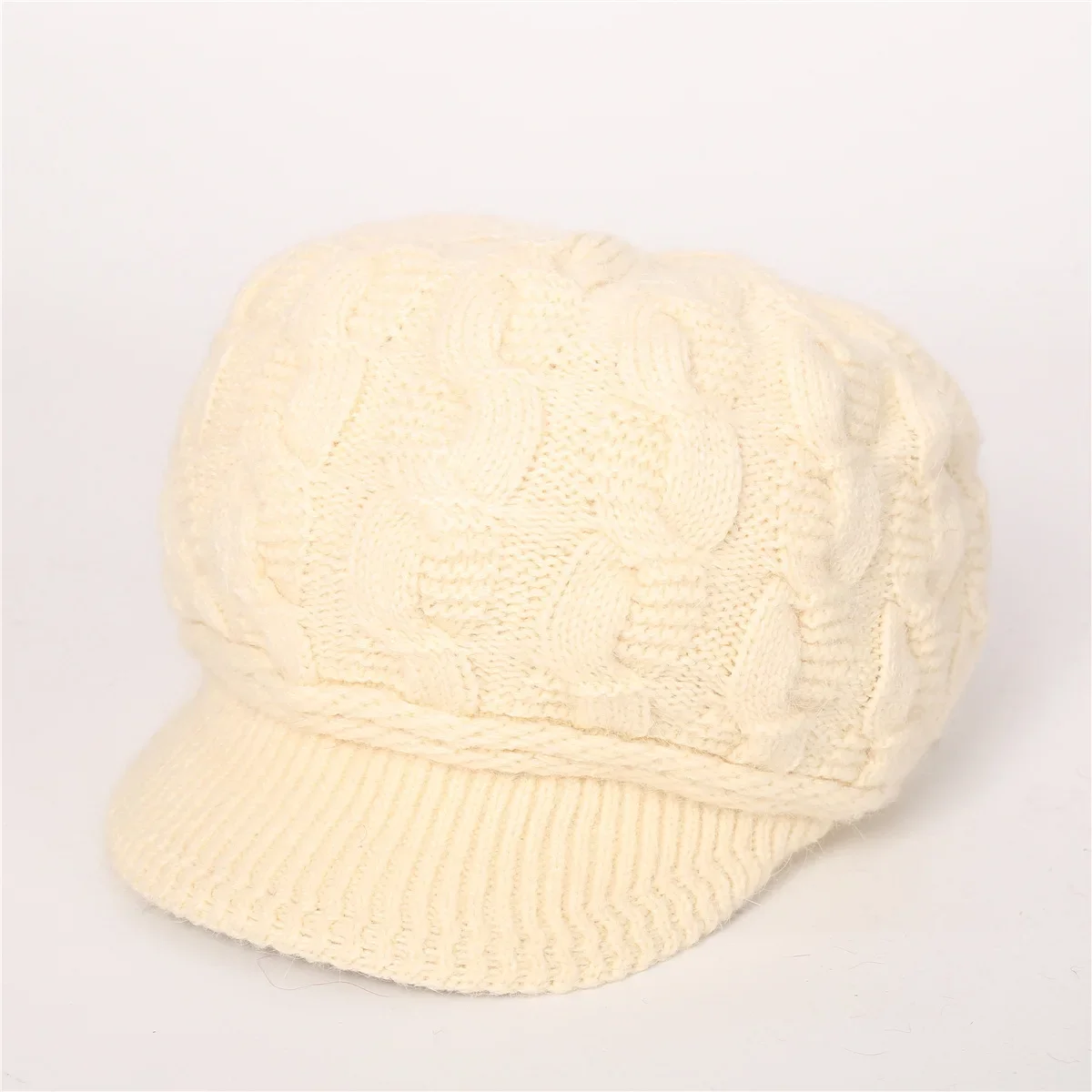 New Plush Warm Rabbit Wool Beret 8 Word Fried Dough Twists Hat Autumn and Winter Women's Knitting Cap image 5