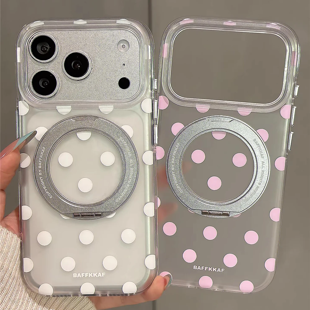 INS Polka Dot 360 °   Drehbarer Ständer Faltbare Magnetische Handyhülle für iPhone 16 15 17pro 14 17 Pro Max 13 Schutzhülle Stoßfest