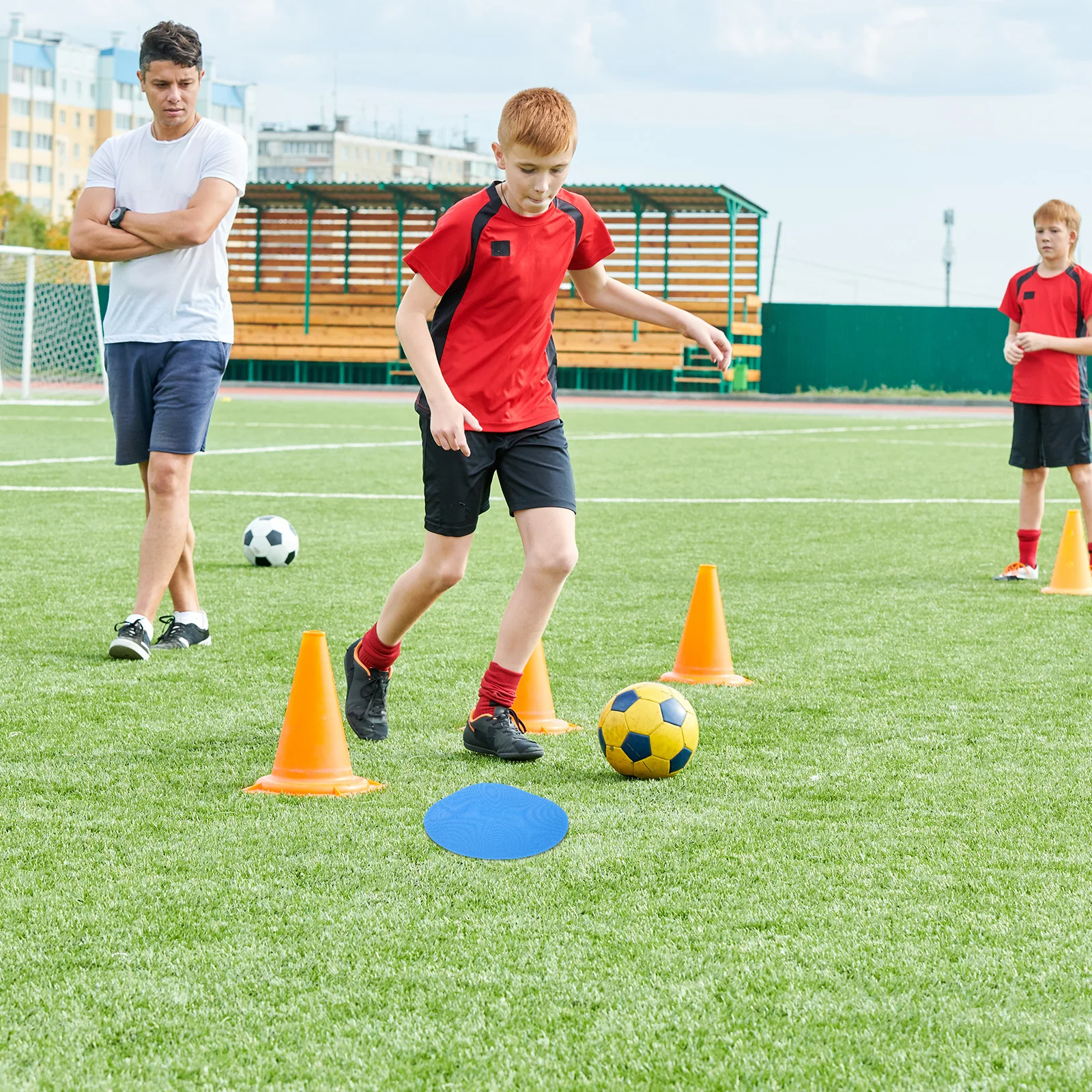 

6pcs Markers Non-Slip Agility Dots Football Soccer Training High Visibility Blue Discs Indoor Outdoor Use Fitness
