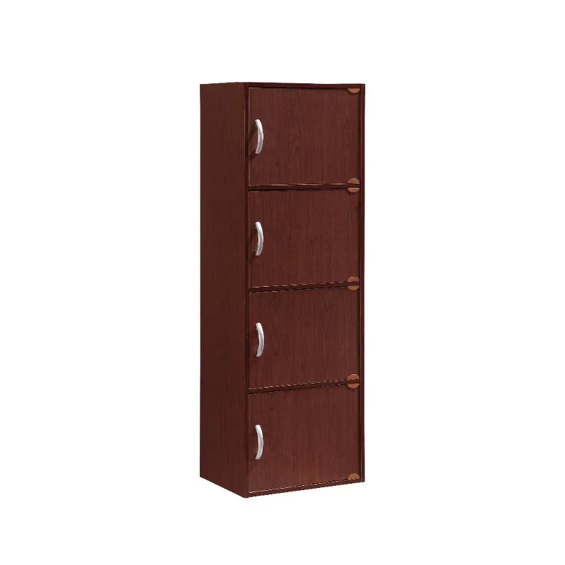 

4-Door Bookcase In Mahogany 11.75 X 15.91 X 47.40 Inches Living Room Cabinets Kitchen Cabinets Sideboard