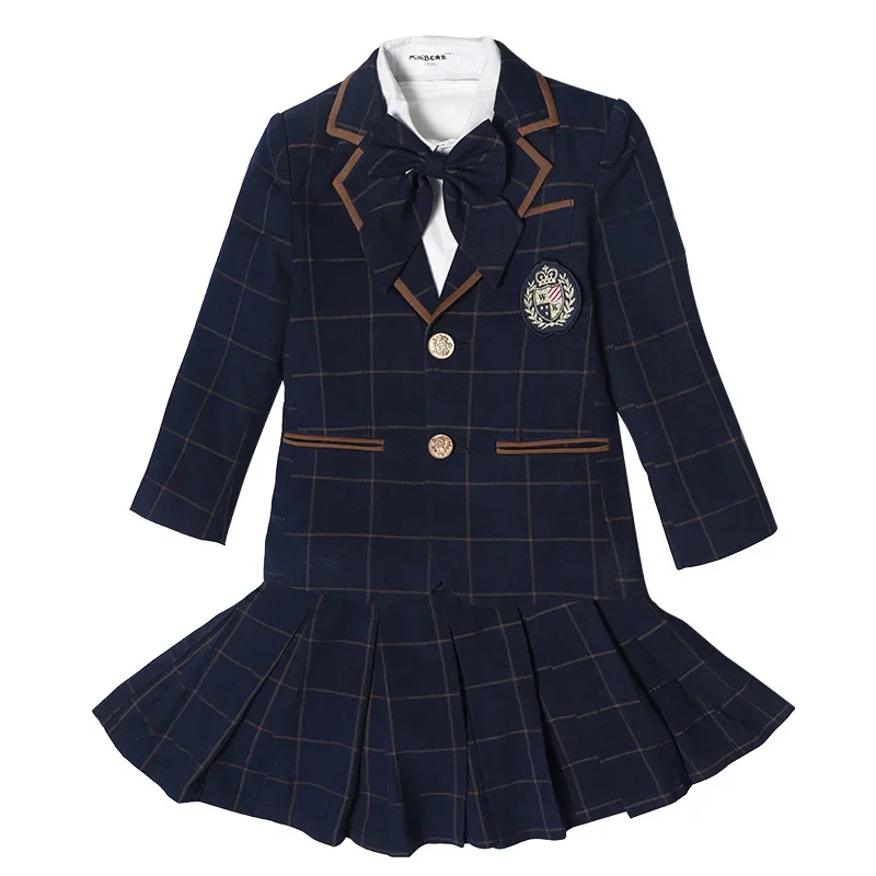 British School Uniform Kindergarten Uniform Wear Kids Primary School Wear Students Children Chorus Costume 4pcs Set Customes