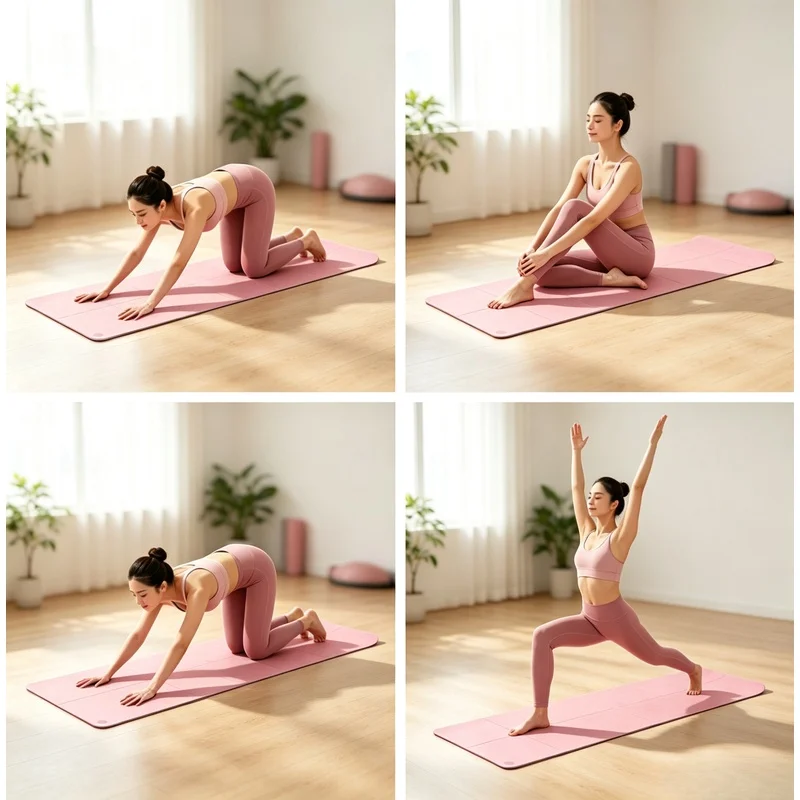 4mm Thick Non-Slip Yoga Mat, Portable Shock-Absorbing Exercise Cushion for Pilates Training, Home Gym Indoor Fitness for Women