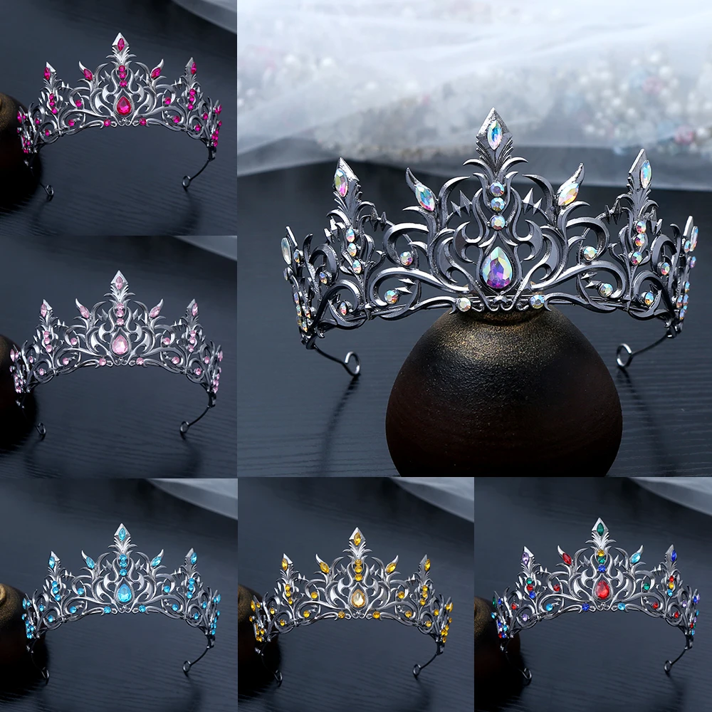 Couronne de cheveux gothique arc-en-ciel, pierres précieuses, Design fantastique médiéval complexe, Cosplay parfait, Occasions spéciales enchanteresse et enchanteresse