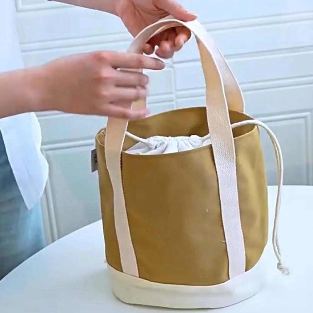 

Aluminum Film Thermal Insulation Bag Large Capacity Thickened Handheld Insulated Bag Japanese Style Canvas