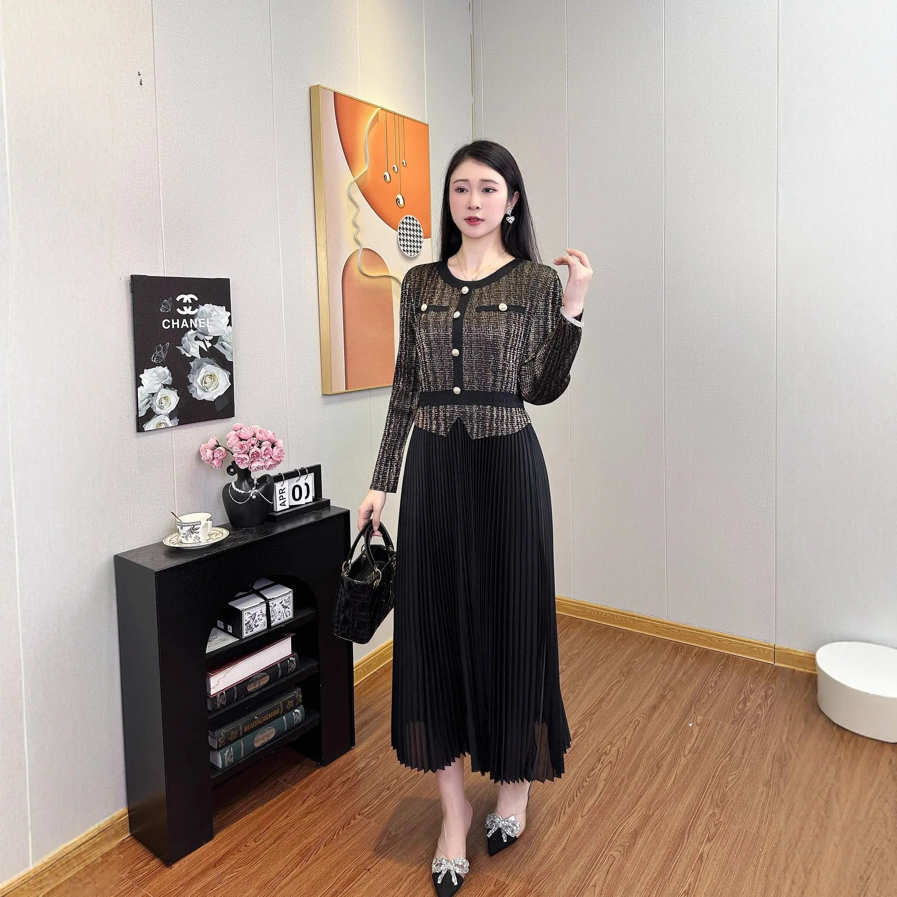 Miyake Fold 2025 New Autumn and Winter Classic Clothes Fashion Dress Loose Long Dress Light Luxury Women's Wear Elegant