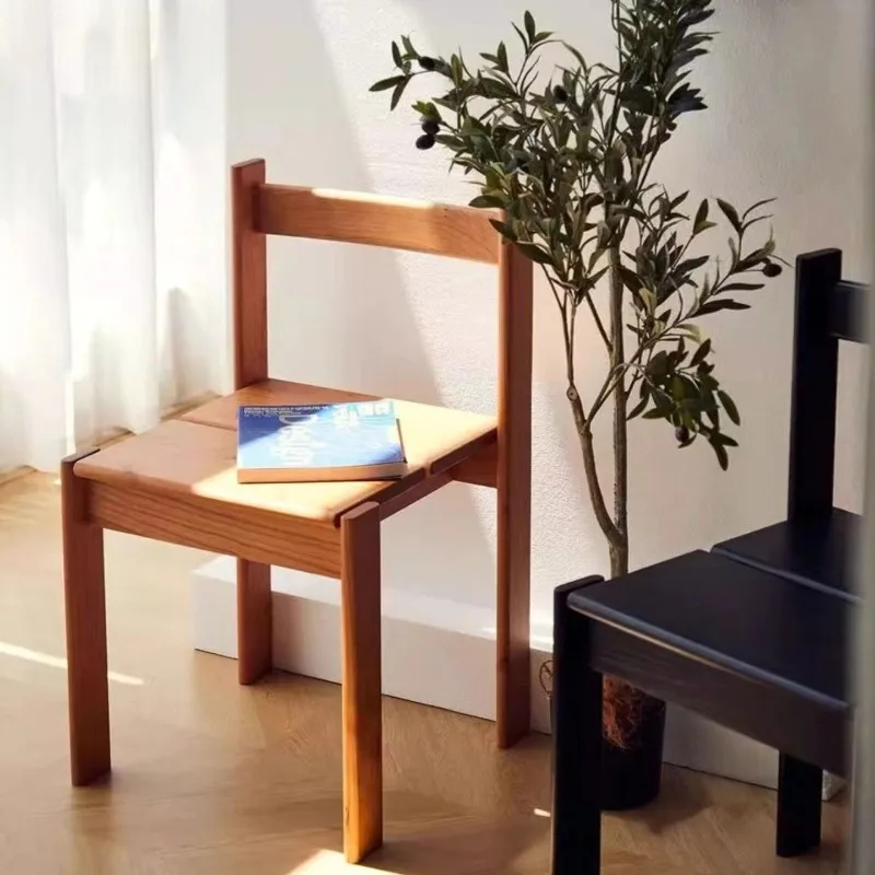 

Mid-Century Stackable Dining Chair, Solid Wood Retro Seat, Nordic Japandi for Small Space Muebles Furniture Nordic Chair