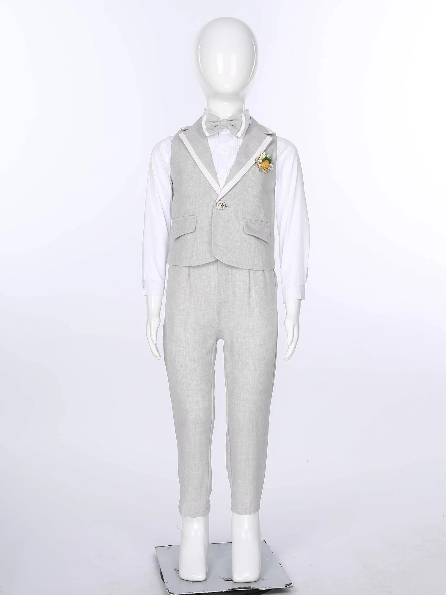 Kids Classic Gentleman Suit Long Sleeve Sets British Style Birthday Party Suit for Boy School Uniforms Christening Gown