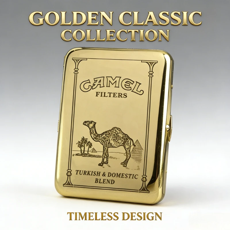 Vintage Brass Carved Cigarette Holder - Premium Metal Storage Box Holds 16 Cigarettes, Anti-Scratch Smoker Tool for Men Women