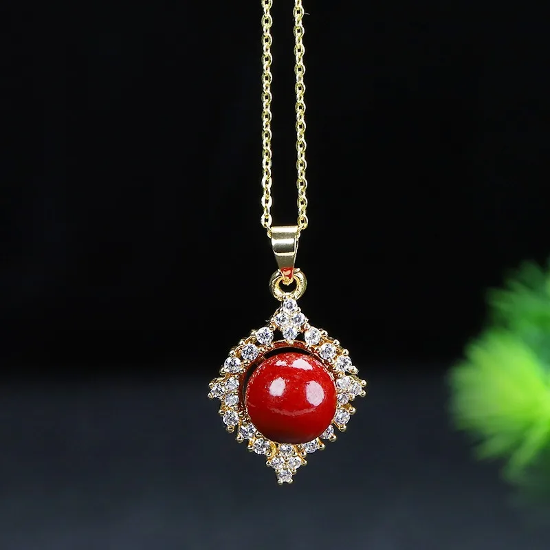 

Новый кулон из натуральной необработанной минеральной киновари, модные и элегантные украшения с темпераментом