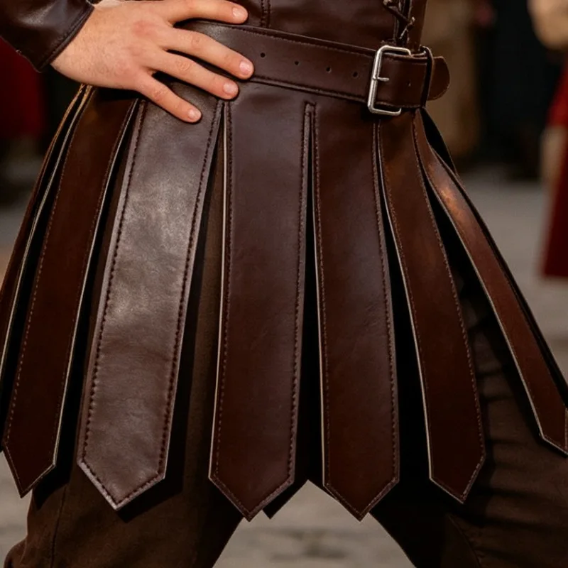 Medieval Spartan Warrior PU Leather Apron Roman Skirt Warrior Party Cosplay Props Adult Novelty Props Mens Dress Up Accessories