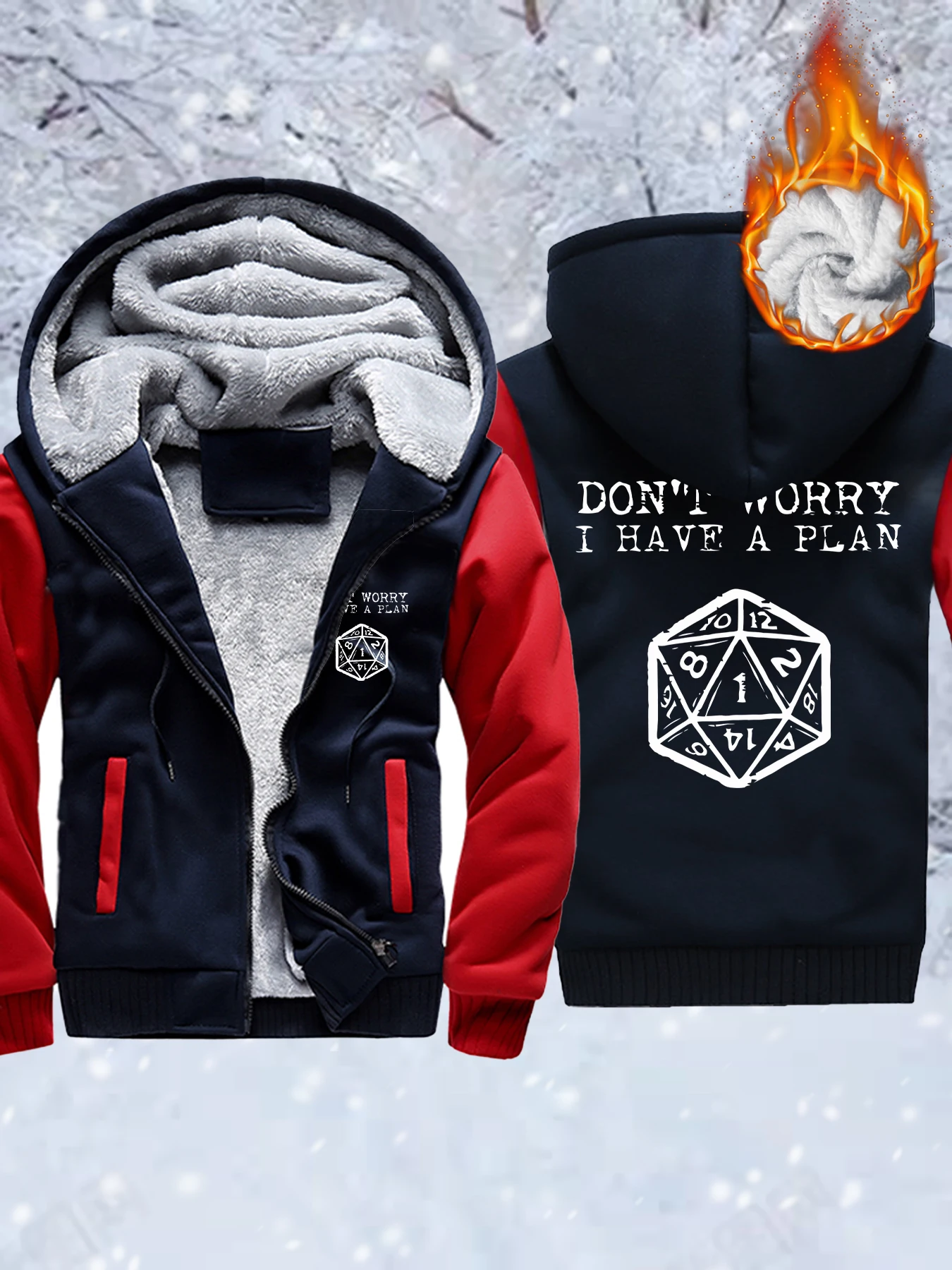 

Don'T Worry I Have A Plan Printed Men Hoodie Soft Fleece Pullover Heavyweight Fashion Jacket Zipper Thick Casual Sweatshirt