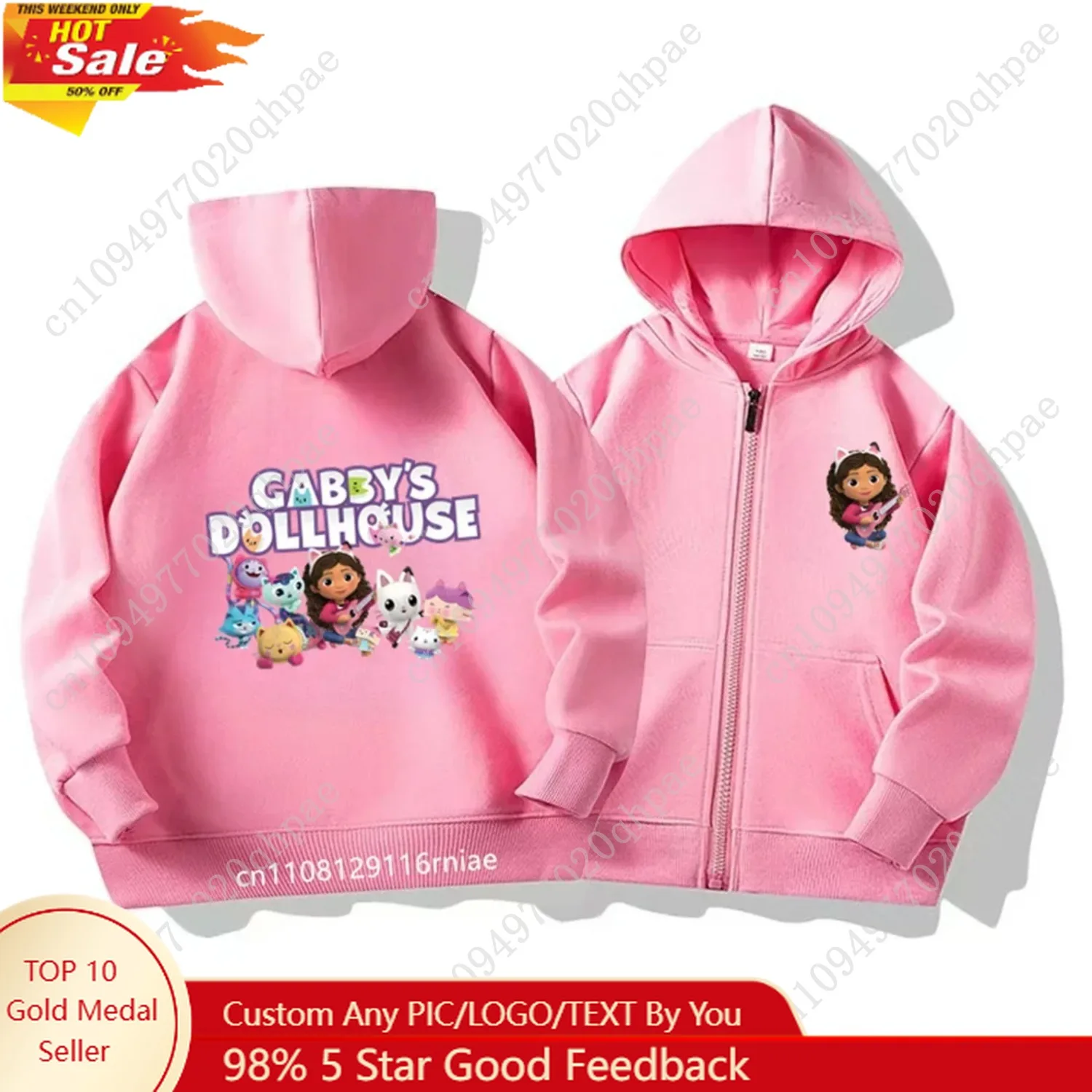 

Gabbys Doll House Hoodie Children Spring Autumn New Kids Long Sleeve Coats Boys Gabbys Cats Sweatshirt Girls Casual Clothes