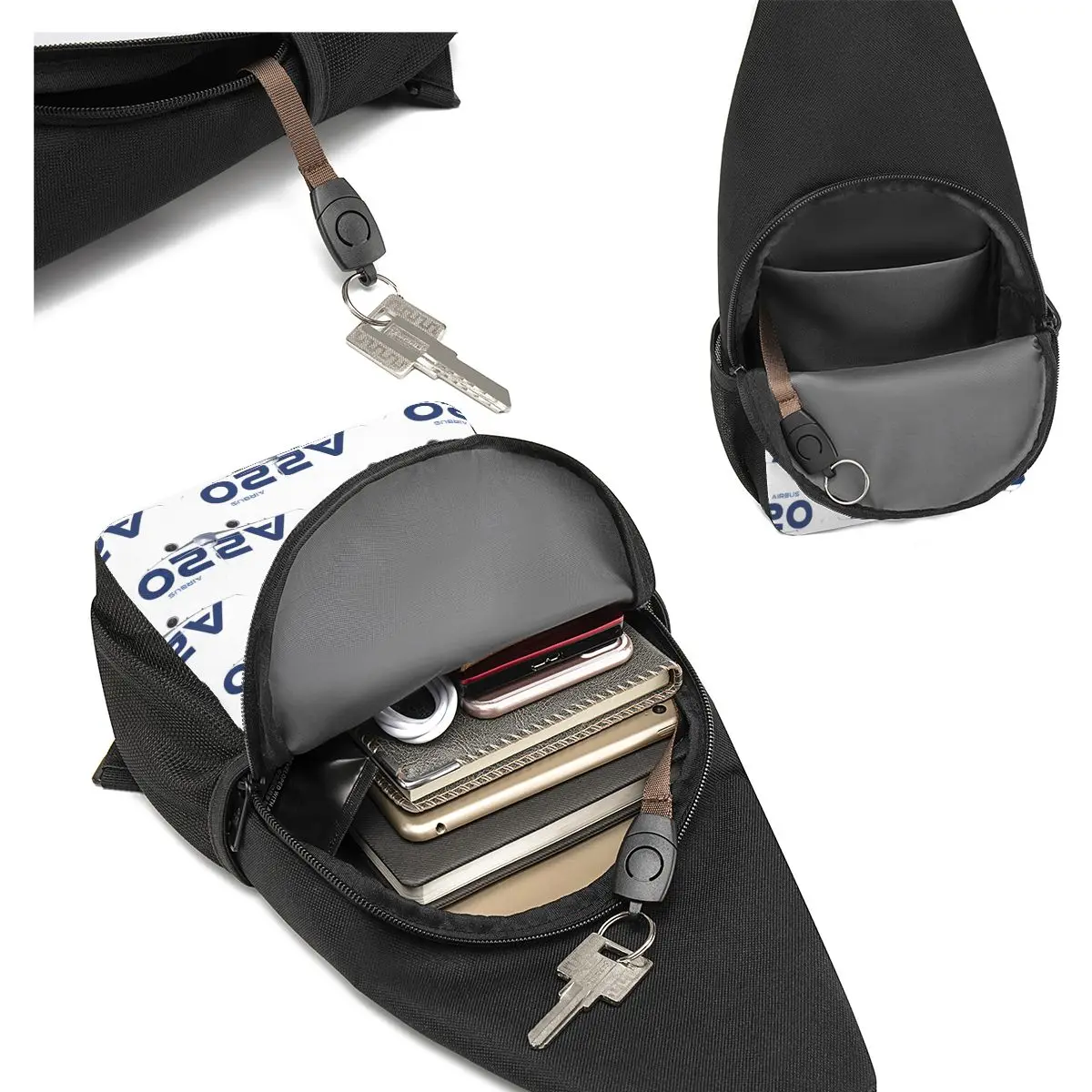 Airbus A220 Chest Bag Men Sling Crossbody Backpack Chest Bag Travel Hiking Daypack Shoulder Bag 3