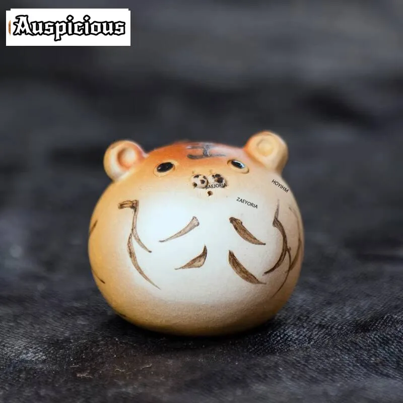 Yixing Raw Ore Section Mud Purple Clay Tea Pet Handmade Cute Little Tiger Coffee Table Decoration Tea Ceremony Accessories Gifts