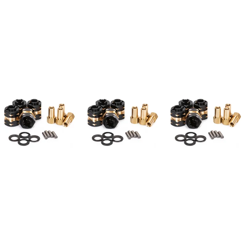 B78B-12X Brass Extended Wheel Hub Spacer Adapter Axle Counter Weight For Axial SCX24 Gladiator JLU Bronco Deadbolt C10