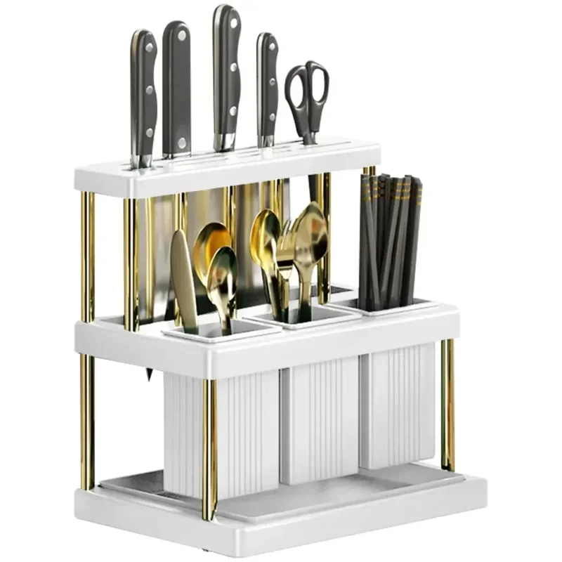 Kitchen Space Saving PP Drain Rack Multifunctional Storage Rack Knife Holder Knives and Cutlery Kitchen Utensils