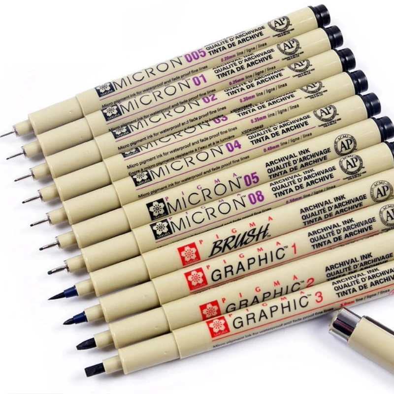 

SAKURA PIGMA MICRO Needle Pen Art Pen Black Waterproof Outlining Pen Fine Tip Sketch Pen Drawing Line Drawn Design Drafting