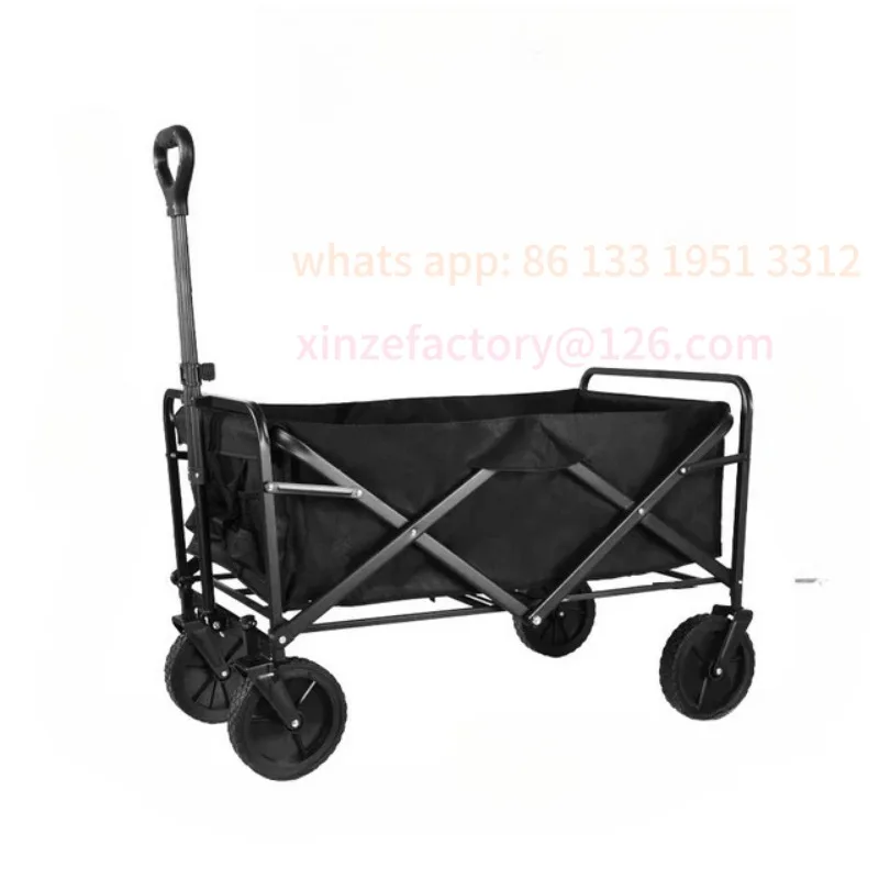 

Customizable Collapsible Folding Utility Beach Wagon Cart Heavy Duty Large Capacity Fold Wagon Outdoor Trolley Portable Camping
