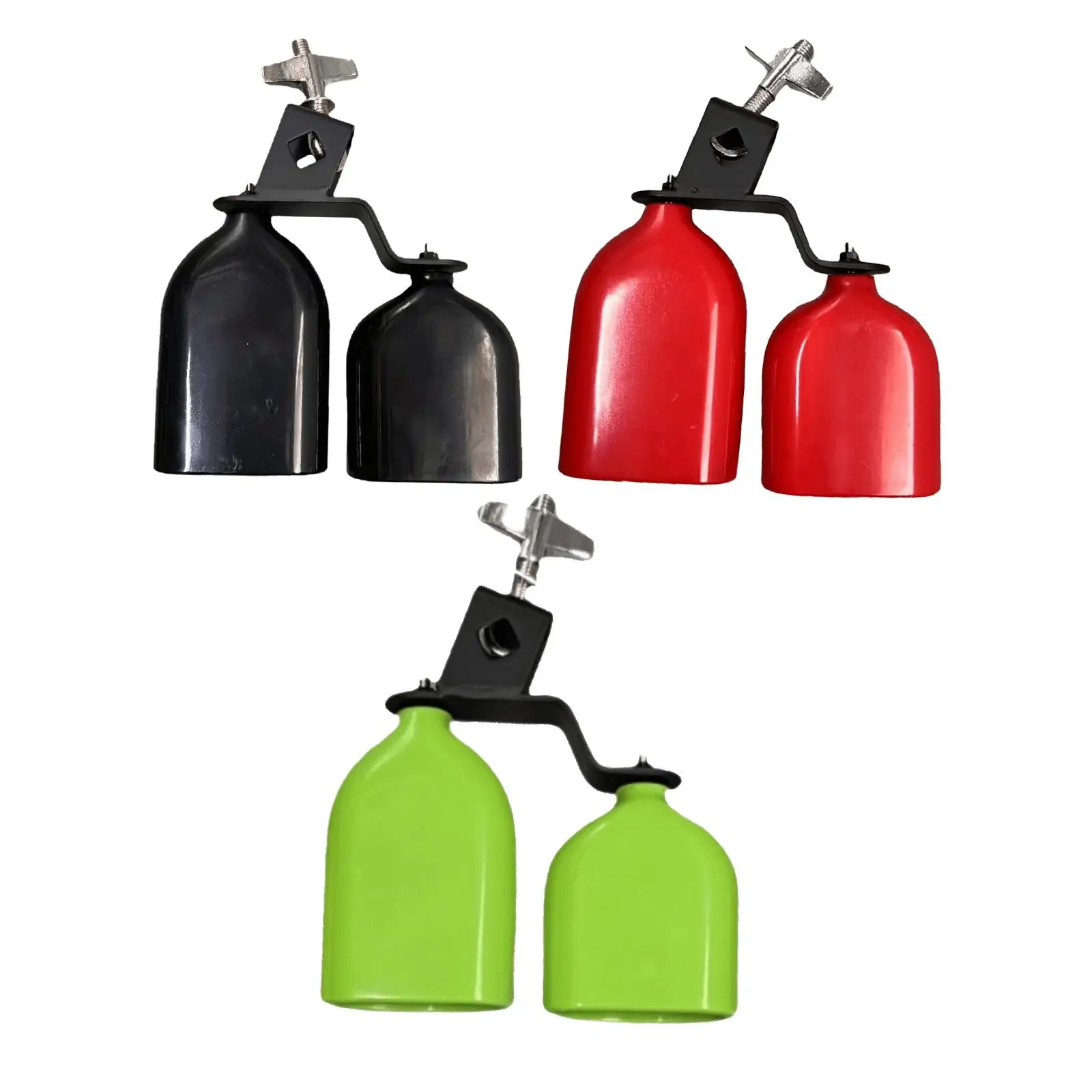 

High and Low Tone Cowbell, Drum Accessory with Mount, Double Mounted Bell for Stage School, Competitive Sports