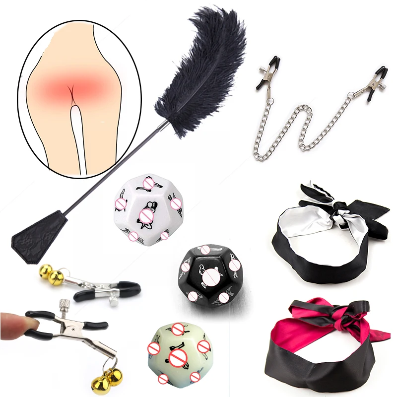 Adult Sex Toys Feather Whip Spanking Woman Nipple Clamps Anal Plug BDSM Couples Sex Play Kit Fetish Slave Lash Flirt Accessories