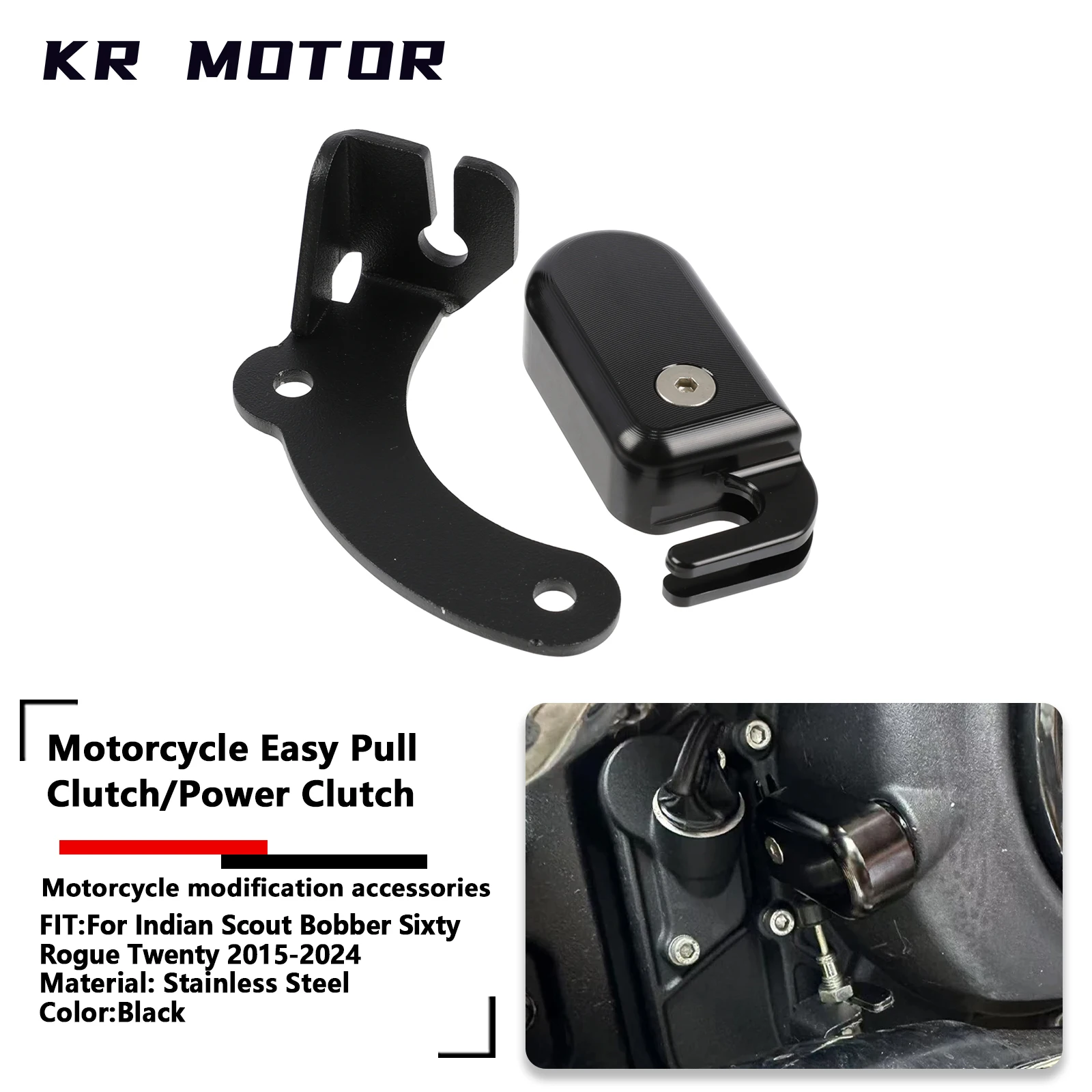

Motorcycle Fit For Indian Scout Bobber Sixty Rogue Twenty 2015-2024 Power Clutch Motor Power-Clutch Easy Pull Clutch Kit Black