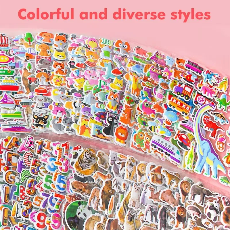 10 60 異なるシート 3D ステッカー子供のためのふくらんでいる子供ステッカー男の子女の子教師報酬クラフトスクラップブッキングギフトおもちゃ