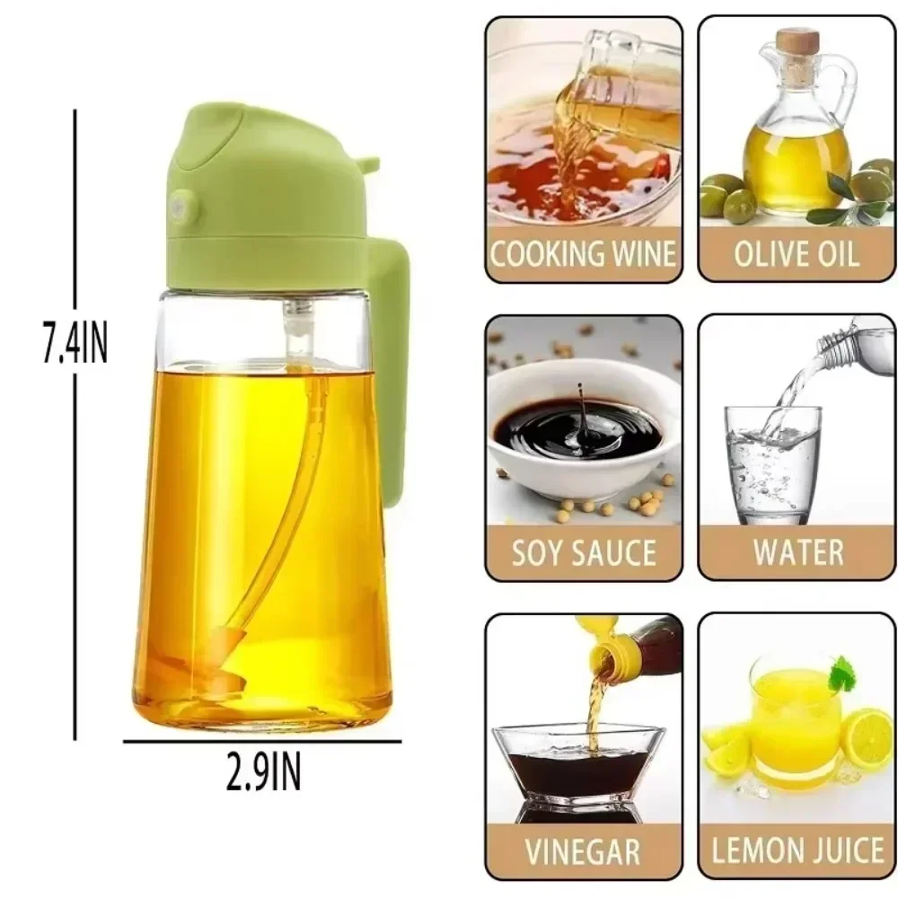 2 in1 Oil Spray Bottle Glass Kitchen Barbecue Cooking Olive Oil Dispenser Oil Jar Vinegar Soy Sauce Spray Container