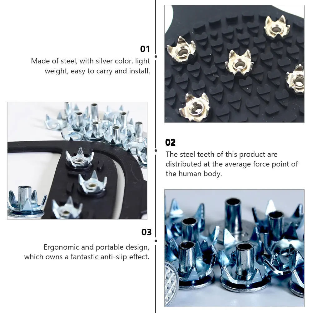 

20pcs Anti Slip Shoe Spikes Steel Climbing Crampons Hard Nails for Hunting Snow Shoveling Walking Hiking Running