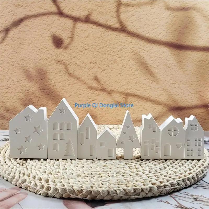 L21E Silicone House Mould for Artistics Resin Cement Creation Decorative Desktop Displays and Craft Projects